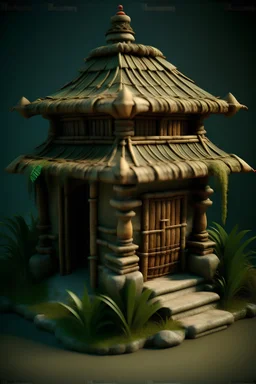 Fantasy primitive carribean temple hut