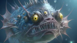 angler fish humanoid supervillain, photorealistic, unreal engine 5, masterpiece, trending on artstation, digital painting, ultra detailed