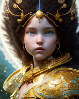 A small child fantasy, head and shoulders, 8k resolution concept art portrait by Greg Rutkowski, Artgerm, WLOP, Alphonse Mucha dynamic lighting hyperdetailed intricately detailed Splash art trending on Artstation triadic colors Unreal Engine 5 volumetric lighting Splash art fantasy"