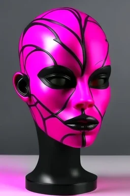 Black rubber face with rubber effect in all face with fuxia rubber effect hair