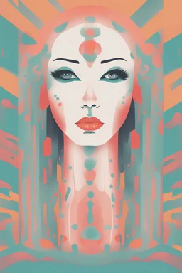 Minimalist illustration art, front view, vibrant colour background