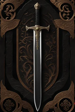 Black sword, vampire sword, beautiful inscriptions, runes, big sword, western sword, broadsword