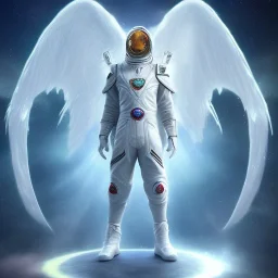 First image is of the main character full body. He’s to look like a powerful angel with white robe, symbols on hands glowing, His background should be that of space above with stars and standing on a paradise of a planet. His belt can transform into a white dragon.