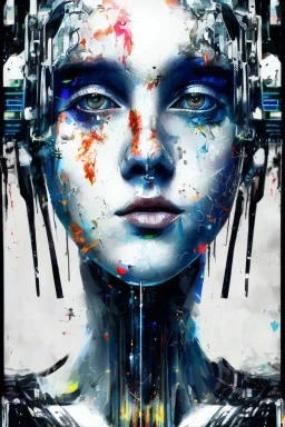 Danish singer MØ face,Abstract Yoji Shinkawa,cyberpunk,