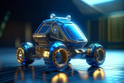 lowpoly highly symmetric metallic rocket propelled ATV with rounded glass bubble roof, bokeh like f/0.8, tilt-shift lens 8k, high detail, smooth render, down-light, unreal engine, prize winning