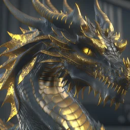 golden black dragon, unreal engine 5, 8k resolution, photorealistic, ultra detailed