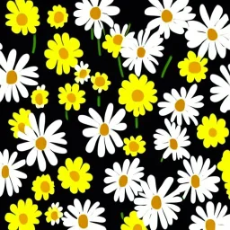 illustration of a bouquet of white daisies, digital illustration, thin black lineart, pastel colors, plain yellow background, minimalist art