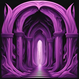 Arch Imp with light-purple purple black black-purple deep-pink palette in vorticism art style