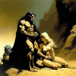 Frazetta . man and a beautifull woman