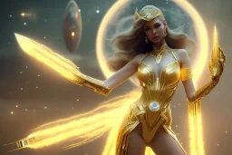  beautiful cosmic woman, color golden skin, long hair, nice smiling, magic glamour make up, delicate colors, beautiful glamour galactique dress, ultra sharp focus, 8k, unreal engine 5, extremely sharp detail, light effect, soft light atmosphere of a spaceship, smooth, full of details, face in front, complete vision of face and hair and body