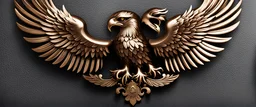 Bronze emblem double-headed eagle symmetrical and positioned on a single neck