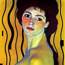 retrato de mujer bella con estilo de Gustav Klimt