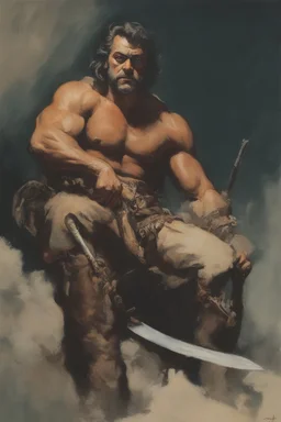 a full color self portrait of Frank Frazetta by Frank Frazetta