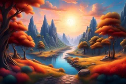 The best landscape any AI can draw 4K 3D acrylic art 丰富多彩的 优雅的 美丽的 错综复杂 动态照明 超详细 现实主义 空间感 立体感 高质量 超现实的 皇家色彩 品质清脆