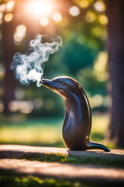 dolphin lundgren smoking pipe in a park, bokeh, downlight, prize winning, depth of field, in the style of ivo caprino, backlight, aura