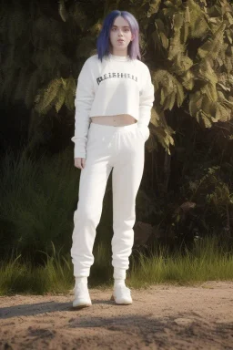 Billie Eilish, underpants, white socks, pale skin, high detail, realistic, 8k, not to be distinguished from a photo