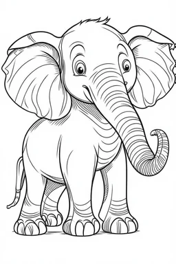 coloring page for kids, elephant, cartoon style, thick outline, low details, no shading, no color