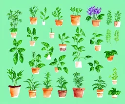 Vector plants and herb set illustration. Watercolor illustration color