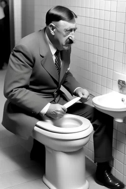 adolf hitler on the toilet taking a poo