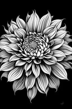 Ambrosia flower BLACK WITHE DRAWING