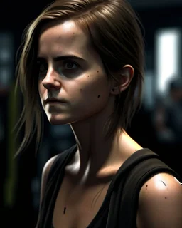 emma watson | The Last of Us hot,pretty face and body,full style,short hair black,