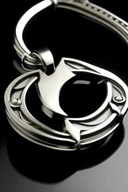 Ring with a design on the top. The design is a made around the letter D. The ring is around a neck chain