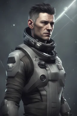 Scientist in Expedition suit, eve online style, no helmet, male