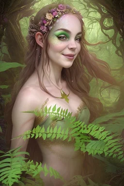 [faerie] In this moment, Fiona is the very embodiment of the forest's joy and magic. Her laughter, her playfulness, and her connection with the world around her are all reflections of the boundless wonder that resides within her. As she rolls amidst the ferns, she's not just a faerie; she's a living testament to the beauty of surrendering to the magic of the moment. Marilyn Monroe is a funny faerie.