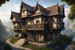 fantasy medieval house with balcony