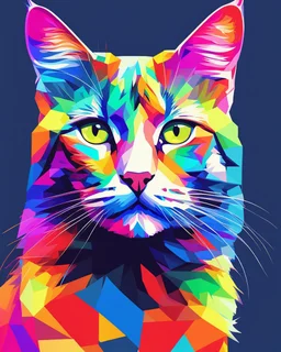 Cat in WPAP Pop art cubism minimalist modern psychedelic painting color art