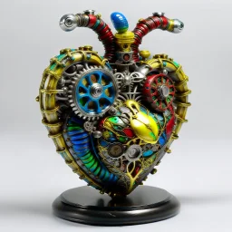 MULTICOLORED COMPLIMENTARY MECHANICAL HUMAN HEART, METALLIC, CLOCKWERK, STEAMPUNK,