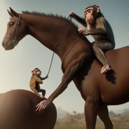 monkey riding a horse