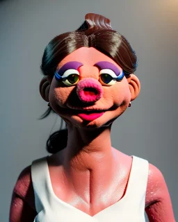 waitress woman muppet head, skin body and arms, concept art, retro style, smooth, unreal engine 5, god lights, ray tracing, RTX, lumen lighting, ultra detail, volumetric lighting, 3d.