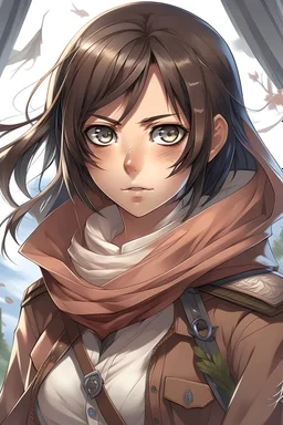 An anime attack on titan female character with Persian facial feature