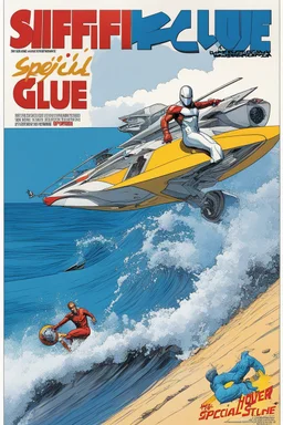SNIFFIN’ GLUE magazine high res PHOTO COVER by Gary Godel and Moebius: special Landifornia at Hossegor-Capbreton, guest stars: the Silver Surfer and Galactus