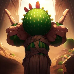 anime real life like cactus in the desert in arizona, grand canyon,anime, large hands wrapped around cactus