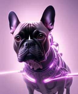 ! dream symmetry!! portrait of a french bulldog, sci - fi, tech wear, glowing lights!! intricate, elegant, highly detailed, digital painting, artstation, concept art, smooth, sharp focus, illustration, art by artgerm and greg rutkowski and alphonse mucha