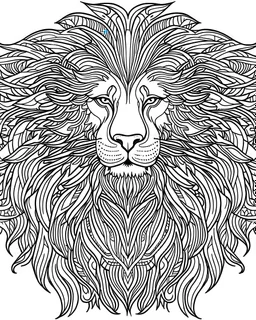 A lion with its impressive mane flowing in the wind. coloring page