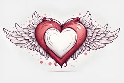 cute drawing of a heart with wings against a white background.