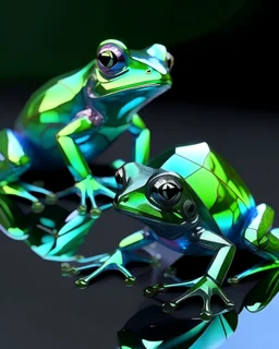 iridescent geometrical 3d frogs