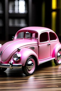 One pink Volkswagen Beetle with sound