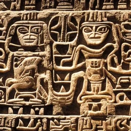 mix between maya glyphs and hieroglyphs