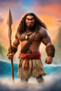 Disney-Pixar Animation - Moana Momoa - gradated Background, professional quality studio 8x10 UHD Digital photograph by Scott Kendall - multicolored spotlight, Photorealistic, realistic stock photo, Professional quality Photograph. colored Fog - Multicolored lightning, 3D heart