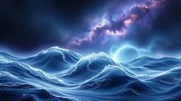 flow theme, abstractions and stunning shapes, water, dark galaxy around, deep sea water with nebula and big deep galaxy, music, soft verry fade 2d nervous system with fade little lightings floatings in background, deep sea, deep colors: dark blue, purple, white, pale green, pale silver gray colors, stunning composition with dremlike vibe, slow flow of a light wave-like water, deep colors, emotional, etheral, neurodivergens ambient soul , abstractions, soft pale neuron web, stunning, cinematic
