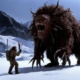 [photo from The Thing (1982)] Despite its fragile appearance, there is an undeniable aura of menace that emanates from the creature. Its very existence defies logic and reason, a twisted fusion of science and nightmare that should never have been brought into being. The vaccination syringe, gleaming with malevolence, extends from the creature's arm like a deadly weapon waiting to strike