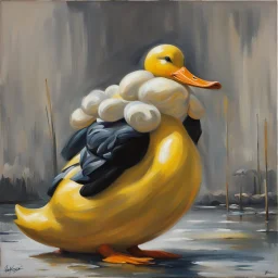 Big yellow plastic duck.19th painting