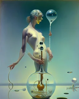 human body, universe-like Soap Bubble,complex surgical instruments mixed with human body-like musical instruments,symbolism,surrealism,minimalism,Painting By Adrian Ghenie, Rene Magritte, Salvador Dali, Lucian Freud