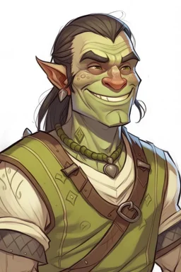 half orc male teenager happy big brother