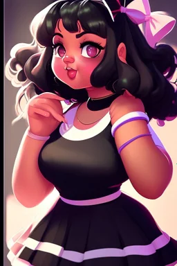 black cute chubby teen girl art fullbody