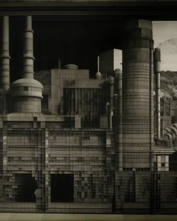 A dark warm gray ominous mega factory designed in medieval tapestry painted by Raymond Duchamp-Villon